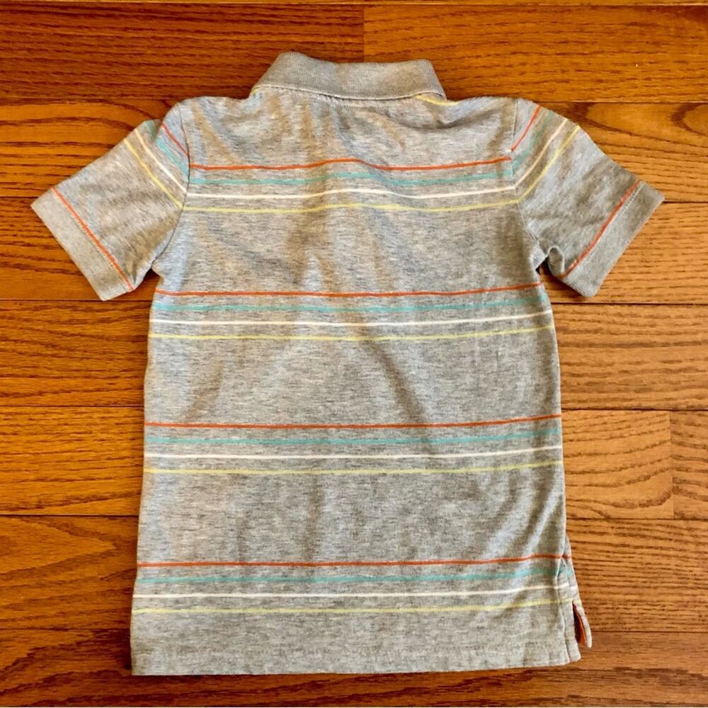 Gap Kids Striped Polo Shirt Cotton Gray Multi Stripes Toddler Boy’s Size 4-5 - Picture 6 of 7